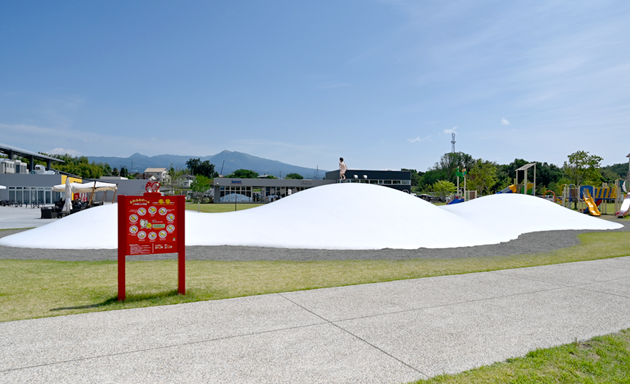 遊具と広い芝生広場