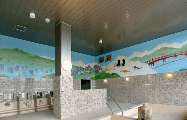 女性銭湯ペンキ絵師による背景画