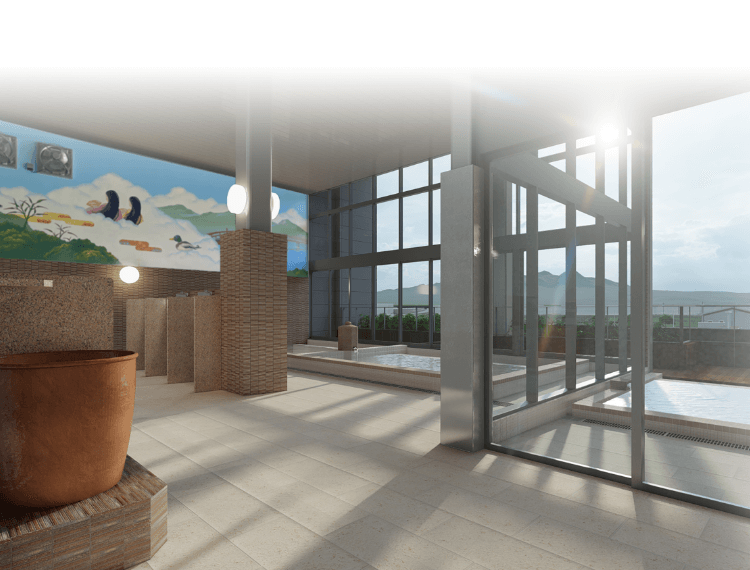 露天風呂からは遠く榛名山